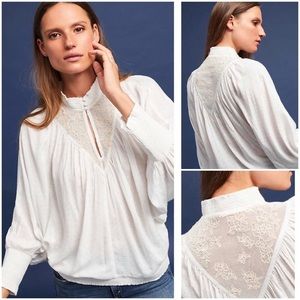 Featherbone Anthropologie Edda high neck blouse